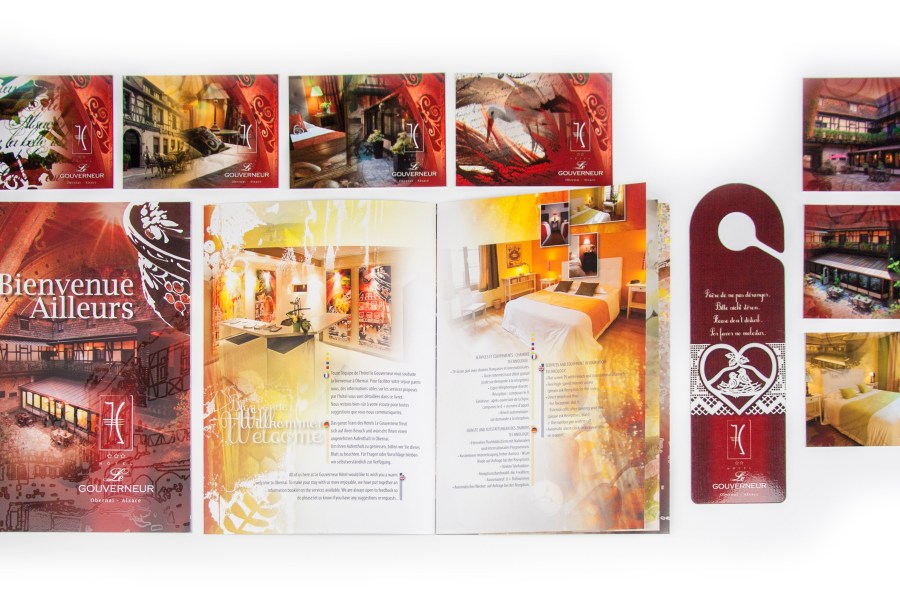 Création et mise en page pour le Gouverneur Hôtel de Obernai par l'Agence Cré Home.