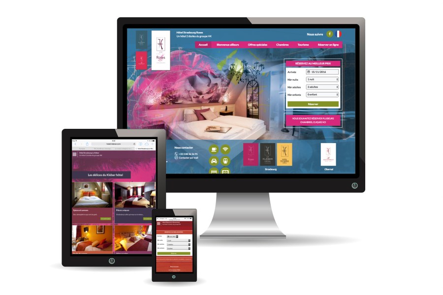Création et mise en page du Design des sites internet des hôtels du groupe HK par l'Agence Cré Home.