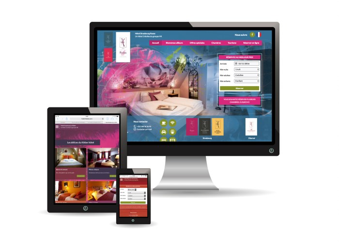 Création et mise en page du Design des sites internet des hôtels du groupe HK par l'Agence Cré Home.