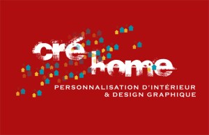 Logo de l'Agence Cré Home fond rouge.