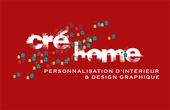 Logo de l'Agence Cré Home fond rouge.