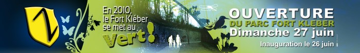 Création et composition de la communication événementiel de l'ouverture du Parc Fort Kléber à Wolfisheim par l'Agence Cré Home.