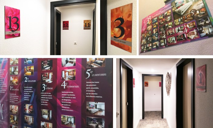Création et composition d'éléments de communications pour l'Hôtel Roses à Strasbourg par l'Agence Cré Home.
