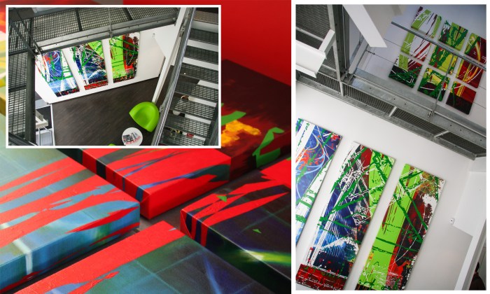 Création et réalisation de toiles sur le thème de "La suite de Fibonacci" pour Actency par l'Agence Cré Home.